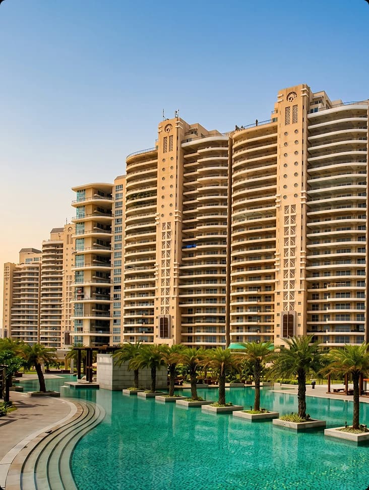 The Magnolias luxury residences overlooking a landscaped pool